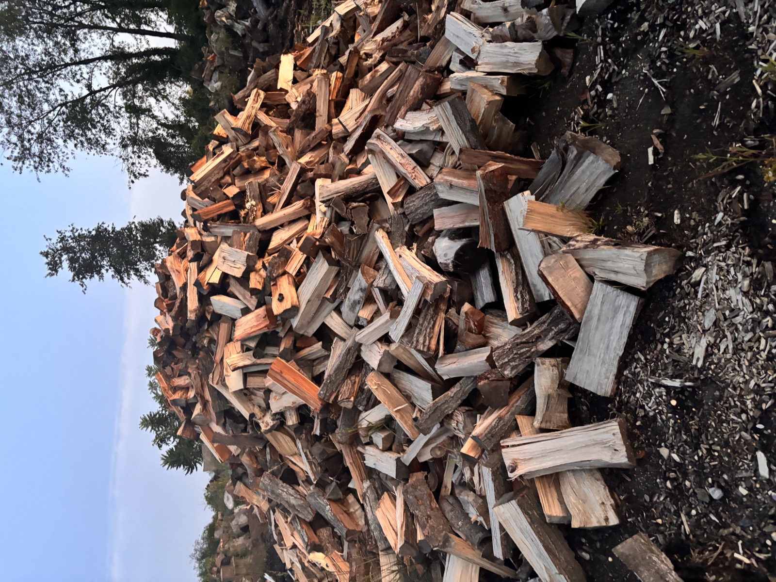 Split hardwood firewood stacked and ready for delivery