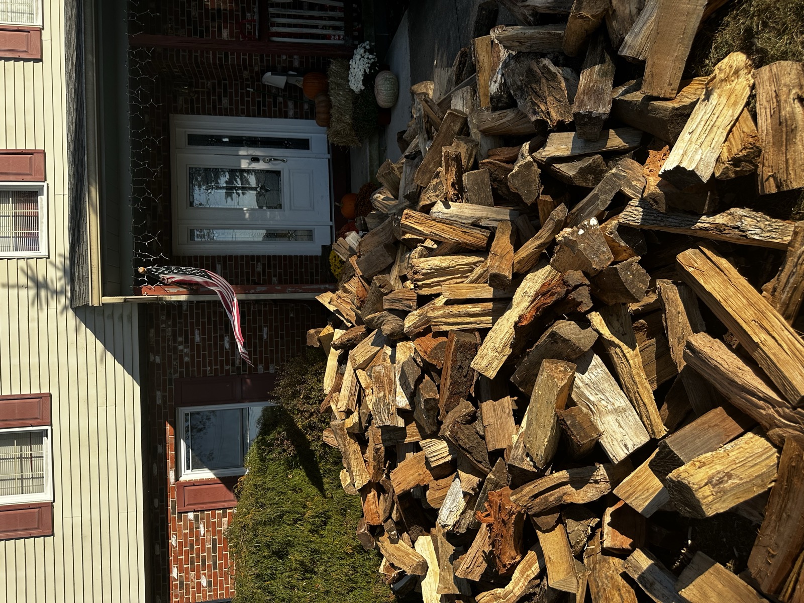 Firewood delivered and stacked at a South Jersey home